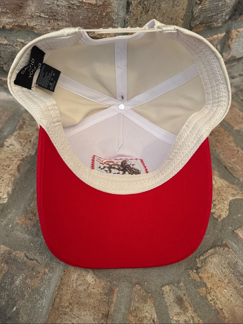 Howdy Cowboy Embroidered Trucker Hat - Red & Cream - Picture 3 of 4